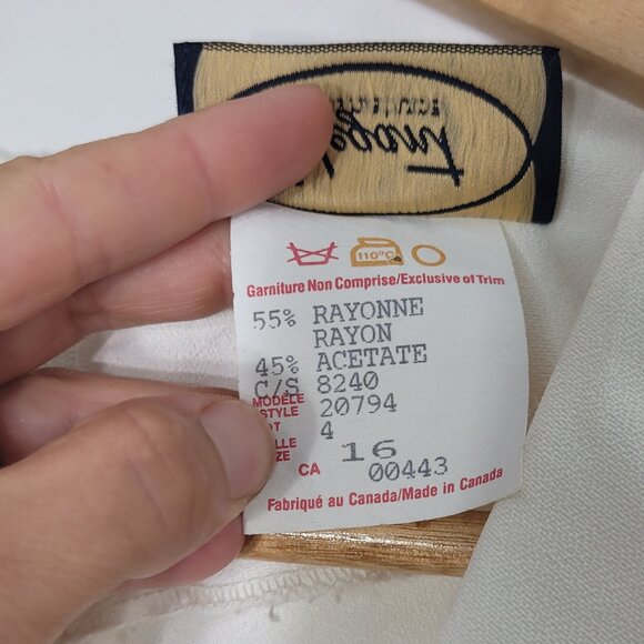 Elegant Vintage Off White & Blue Floral Embroidered Faux Vest Dress Plus Size 16 - Picture 10 of 13